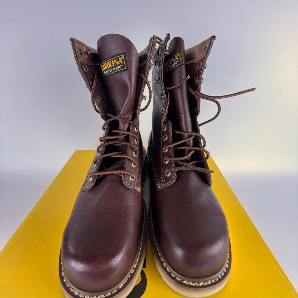 Carolina CA8549 Mens 8 D Brown Leather Soft Toe Steel Shank Work Boots‎ NIB